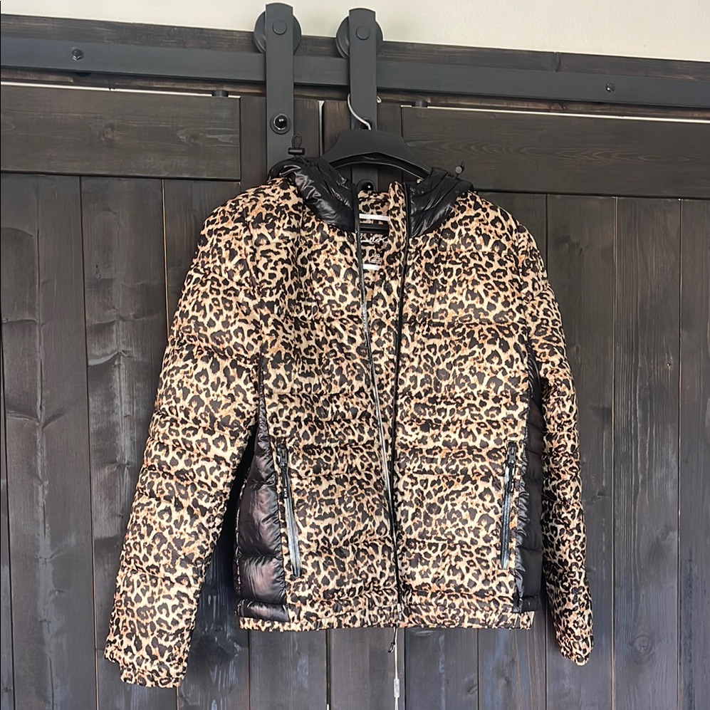 Kendall & Kylie Brown And Black Leopard Print Puffer